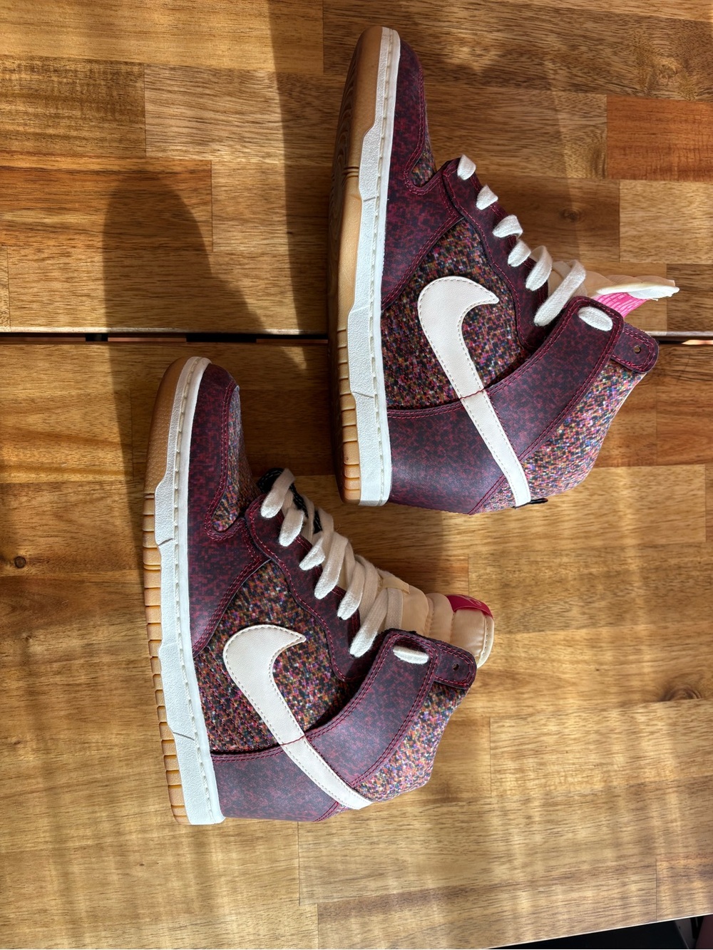 Nike Women's Hidden-Wedge, High-Top Sneakers in Maroon and White